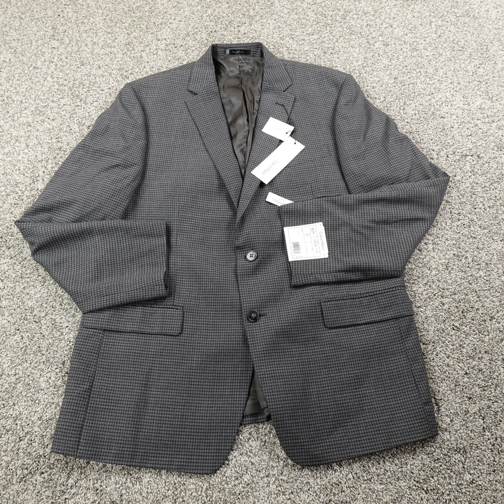 NEW Calvin Klein Blazer Mens 44 Gray Wool‎ Malik Slim Fit Jacket Suit Sport Coat
